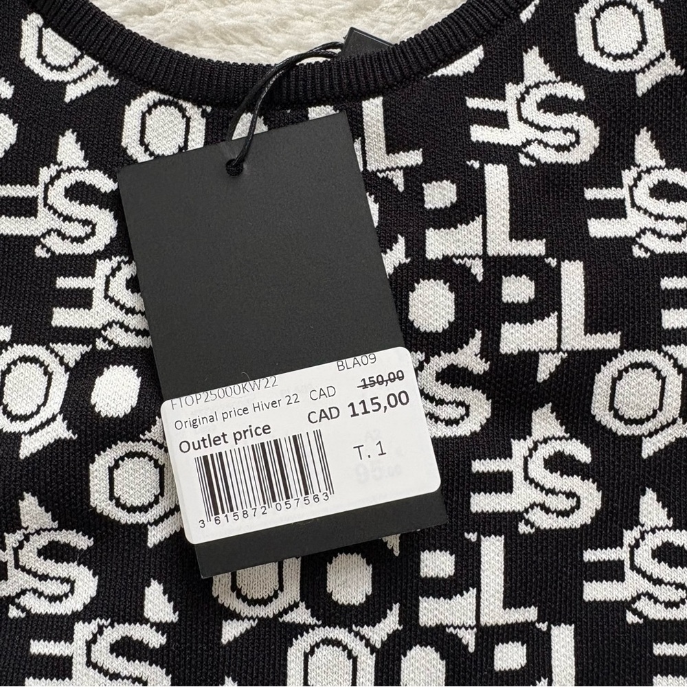NWT THE KOOPLES black and white monochrome knit tank top - Picture 7 of 11